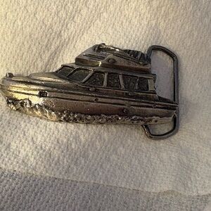 Vintage Silver tone in style 1980 # 1369 Boat Belt Buckle